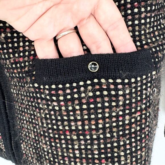 Ted Baker Rylene Metallic Mixed Wool Full Zip Jacket Black Size 4 (U.S. 10/L) - Picture 5 of 13